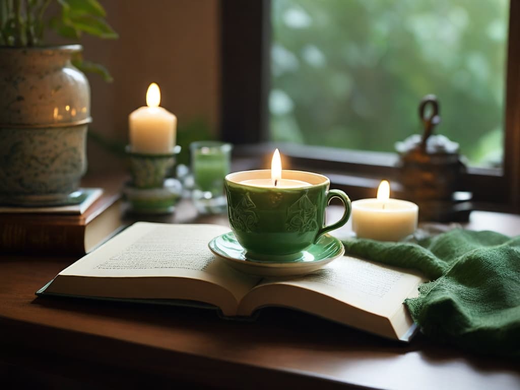 Luz de velas, boa leitura, ambiente aconchegante para refletir sobre a vida e sobre o amor-próprio