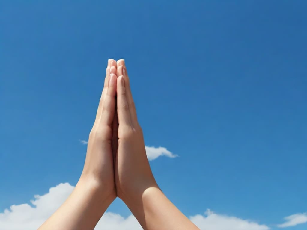 Mãos apontando para o céu como forma de praticar a gratidão.