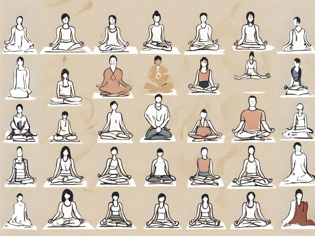 Ilustração de posições para meditação